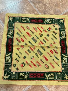 Vintage Yellow Graphic Farmer Co-op Co-operative Sponsored Bandana